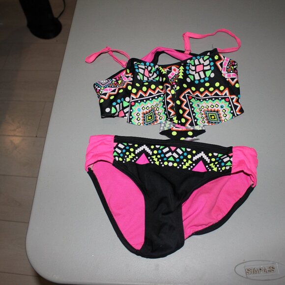 Multi Color 2 Pcs Justice Bikini Swimsuit Size 10 New - Picture 1 of 5